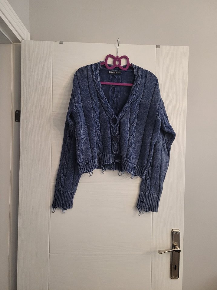 Trendy Gri Örgü Kadın Hırka - Görsel 2