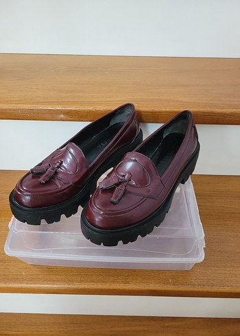 Beta Beta Bordo Püsküllü Platform Topuklu Kadın Loafer