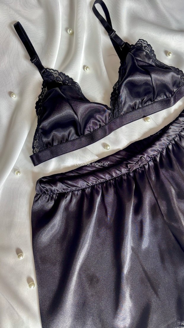 Üçgen Bralet & Saten Şort Takım - Görsel 3