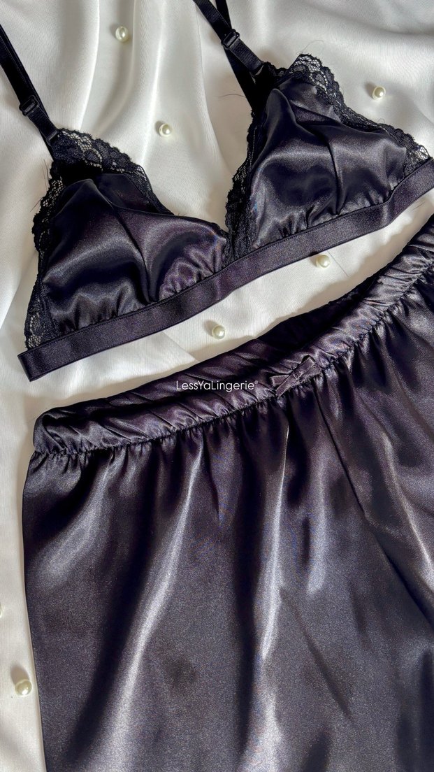 Üçgen Bralet & Saten Şort Takım - Görsel 2