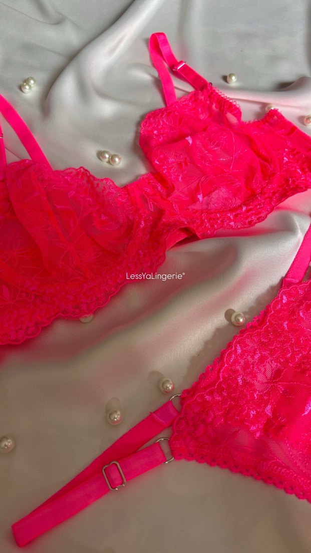 Neon Pembe Bralet Takımı - Görsel 2