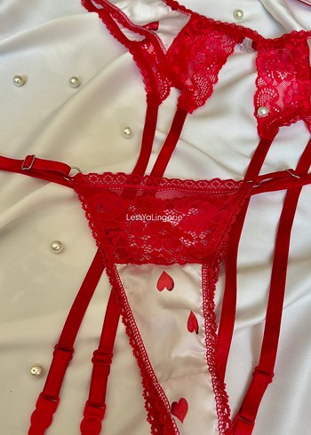 Kırmızı Kalpli Jartiyer Takımı - Görsel 5