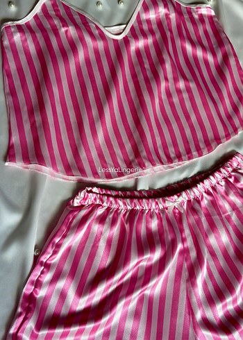 Askılı Saten Şortlu Takım - Görsel 2