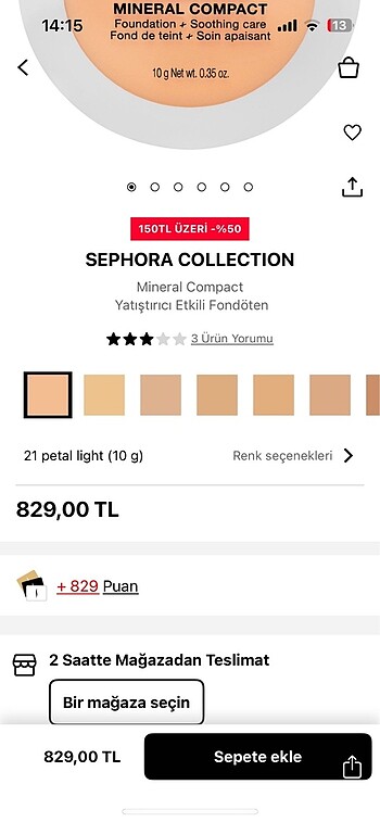 Beden Renk Sephora gustatory fondöten