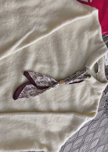 Bohem Beyaz Örgü Triko Kadın Kazak - Görsel 2