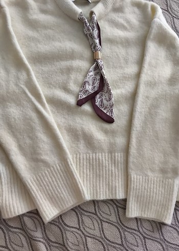 Bohem Beyaz Örgü Triko Kadın Kazak - Görsel 3