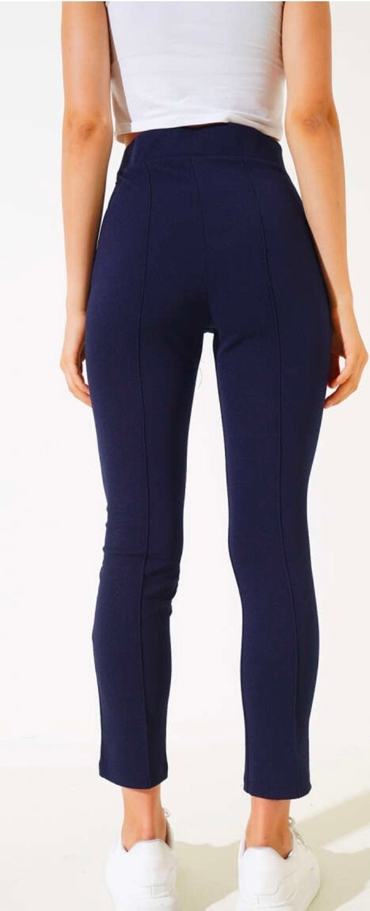 Lacivert Kadın Spor Kumaş Pantolon - Görsel 2