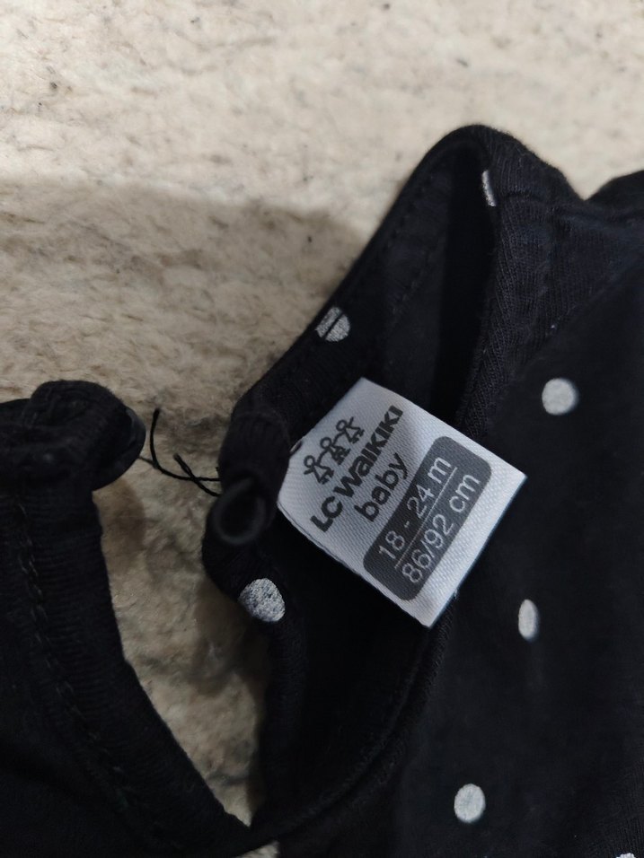 Puantiye Desenli Siyah Uzun Kollu Kız Elbisesi - Görsel 2