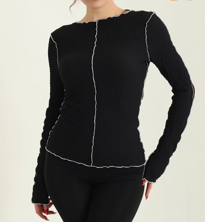 Siyah Yüksek Yakalı Kadın Bluz - Görsel 2