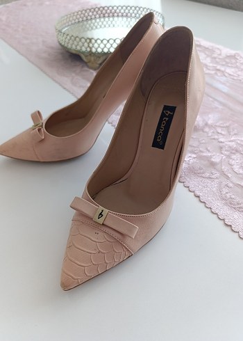 Kemal Tanca Pudra Deri Stiletto Kadın Topuklu Ayakkabı