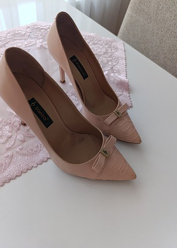 Pudra Deri Stiletto Kadın Topuklu Ayakkabı