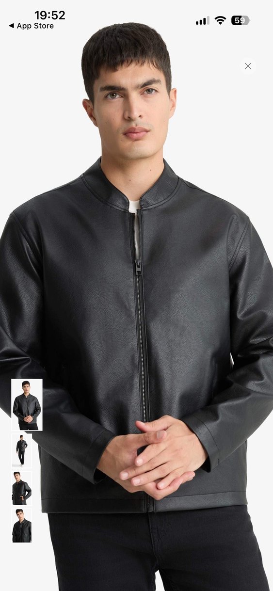 Siyah Slim Fit Fermuarlı Deri Mont - Görsel 2