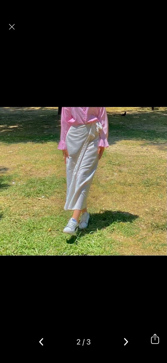 Bej Keten Uzun Etek - Görsel 3