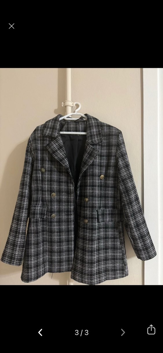 Gri Ekose Kadın Blazer - Görsel 3