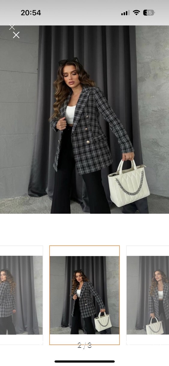 Gri Ekose Kadın Blazer - Görsel 2