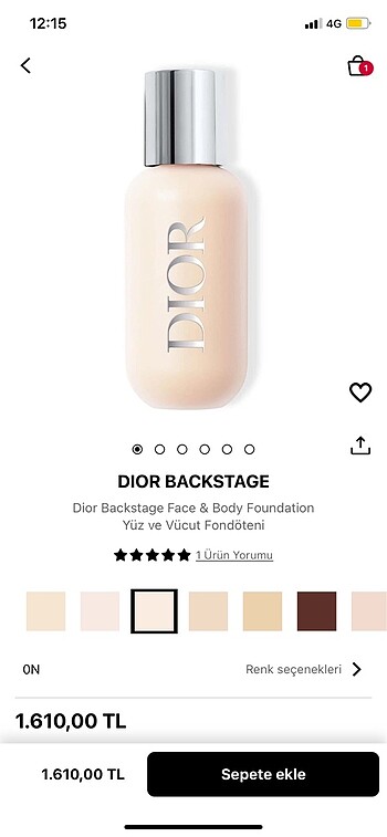 Beden dior backstage face & body fondoten