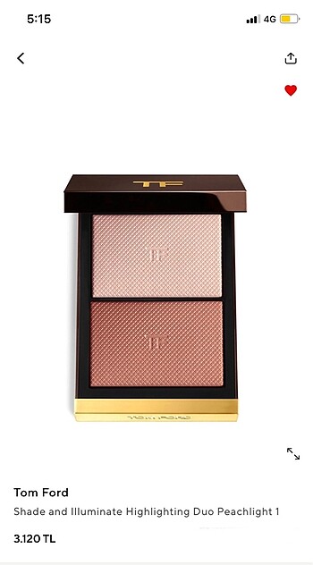 Beden tom ford allık paleti shade and illuminateur peachlight