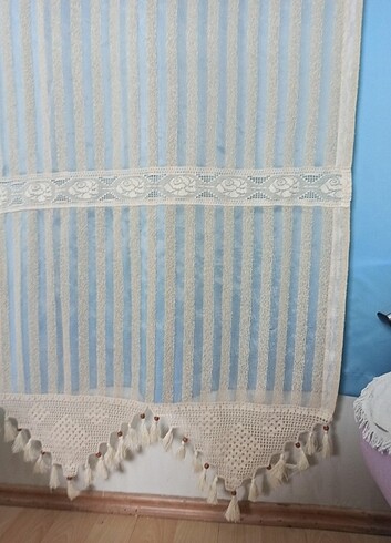 Diğer Dantelli Çizgili Otantik Perde 