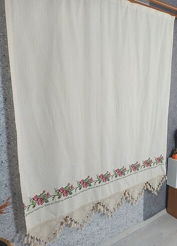 Diğer Pembe Kanaviçe İşli Buldan Perde