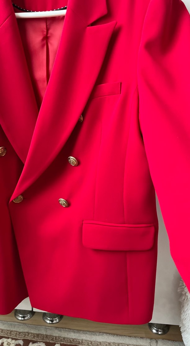 Parlak Kırmızı Kadın Ceket - Görsel 2