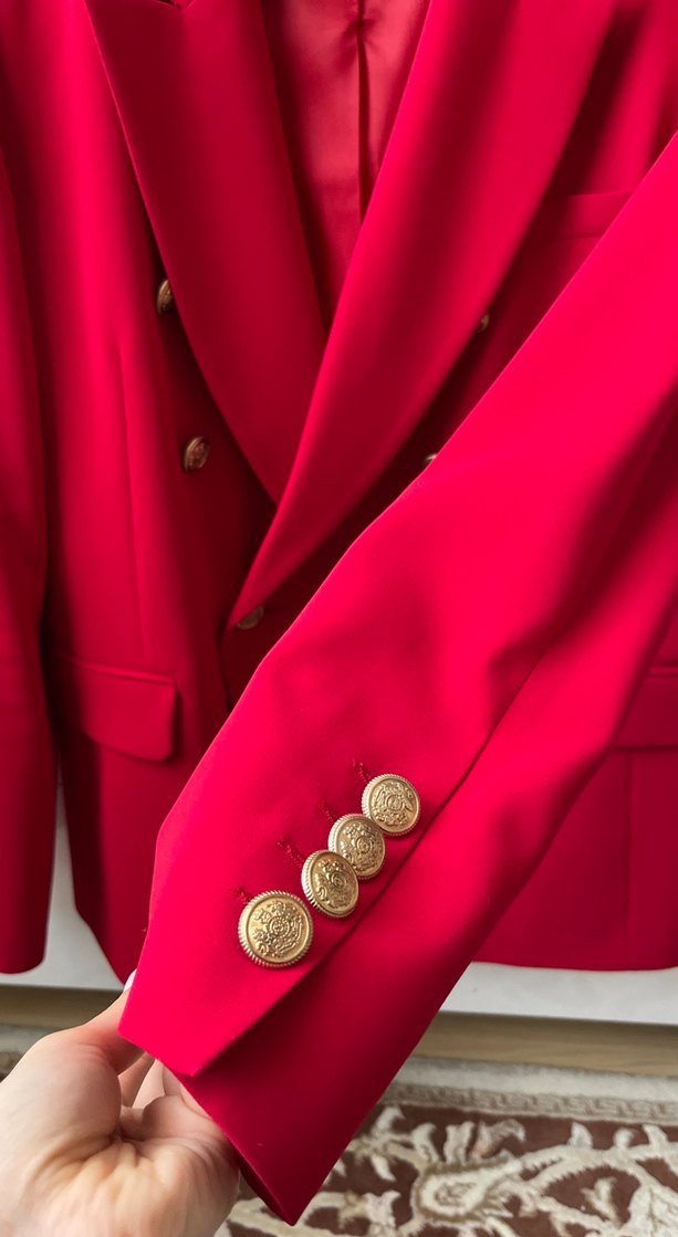 Parlak Kırmızı Kadın Ceket - Görsel 3