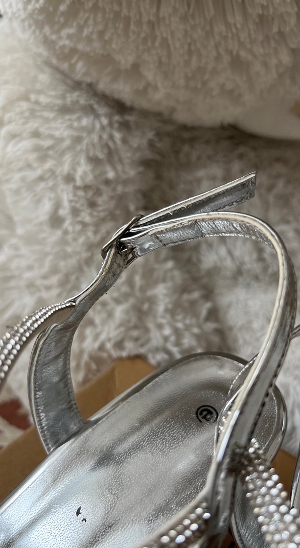 Gri Payetli Kadın Topuklu Abiye Ayakkabı - Görsel 3
