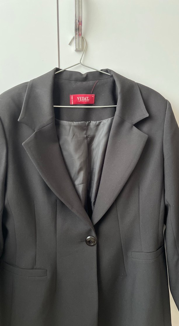 Düğmeli Siyah Kadın Blazer Ceket - Görsel 2