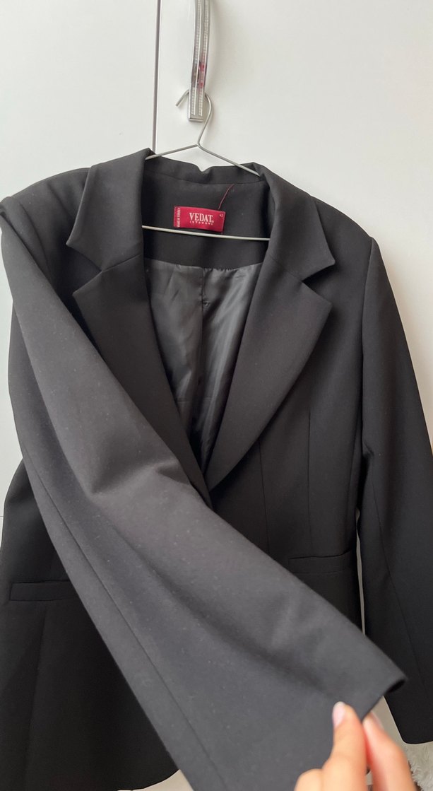 Düğmeli Siyah Kadın Blazer Ceket - Görsel 3