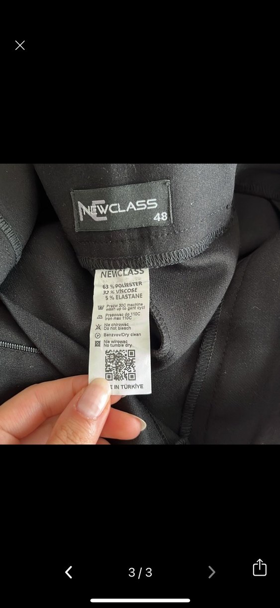 Düğmeli Siyah Kadın Kumaş Pantolon - Görsel 2