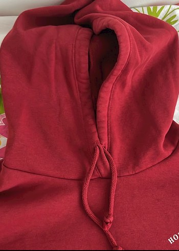 Bordo Kapüşonlu Rahat Kesim Sweatshirt - Görsel 2