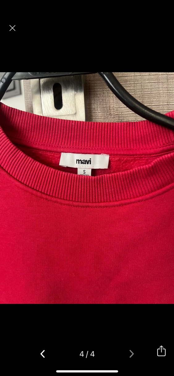 Kırmızı Oversize Kadın Sweatshirt - Görsel 3