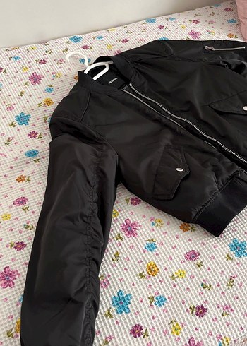 Pull and Bear Pulland bear Siyah Fermuarlı bomber ceket