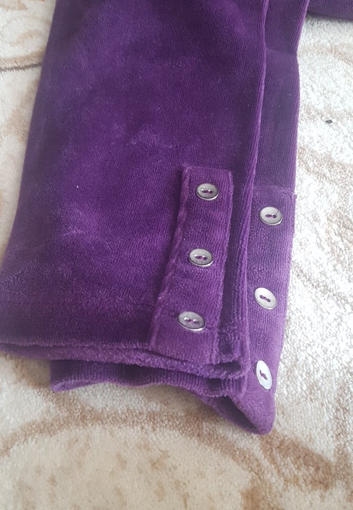 Düğmeli Mor Süet Kız Tayt - Görsel 2