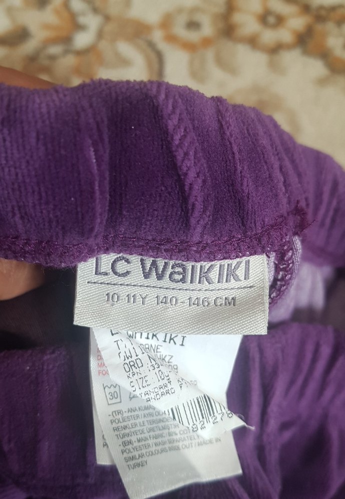 Düğmeli Mor Süet Kız Tayt - Görsel 4