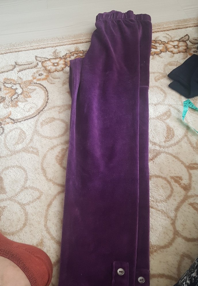 Düğmeli Mor Süet Kız Tayt - Görsel 3