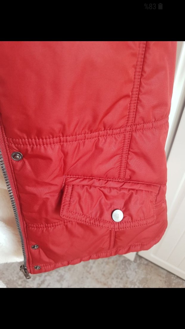 Kürk Detaylı Kırmızı Kadın Yelek - Görsel 4