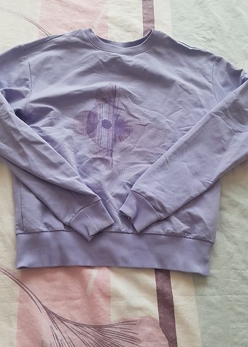 Kadın Mor Baskılı Oversize Sweatshirt