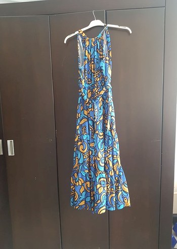 Bohem Çok Renkli Uzun Askılı Elbise - Görsel 5