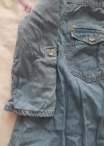 Mavi Düğmeli Kot Midi Elbise - Görsel 3