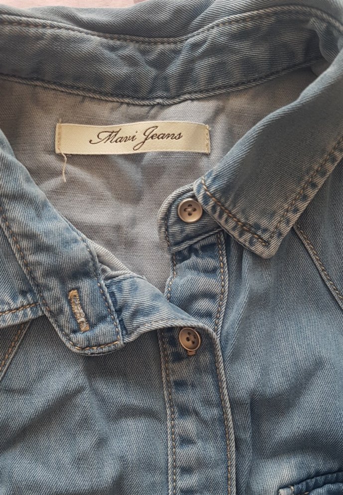 Mavi Düğmeli Kot Midi Elbise - Görsel 5