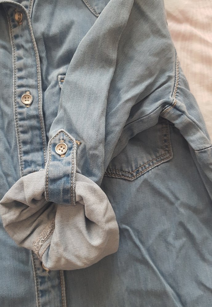 Mavi Düğmeli Kot Midi Elbise - Görsel 4