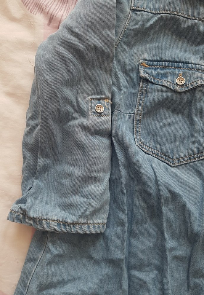 Mavi Düğmeli Kot Midi Elbise - Görsel 3