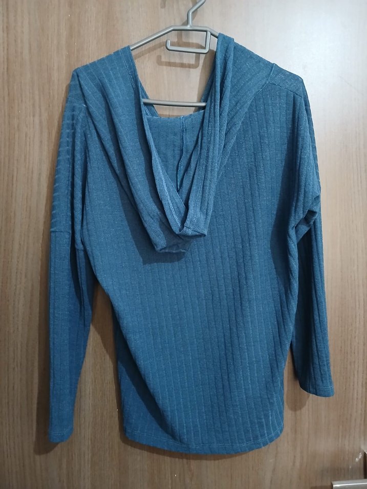 Mavi V Yaka Triko Kadın Kazak - Görsel 2