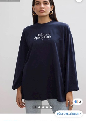 Lacivert Beblue Baskılı Bol Kesim Midi Kot Pantolon - Görsel 2