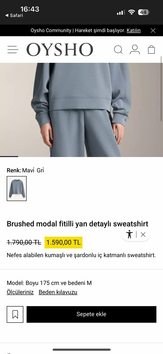 Oysho Gri Midi Kadın Eşofman Altı - Görsel 2