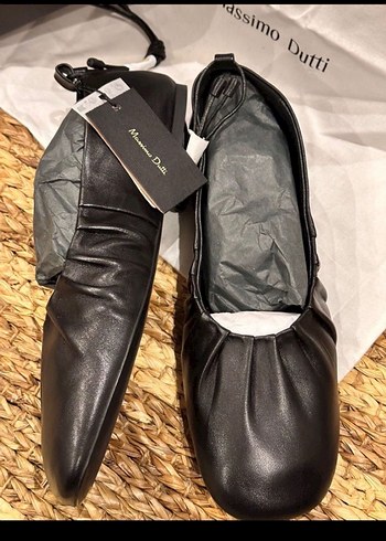 Massimo dutti Siyah Bağcıklı Minimalist babet Kadın Ayakkabı - Görsel 2