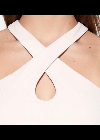 Oysho Kadın Beyaz Pamuklu V Yakalı Mini Bluz - Görsel 4