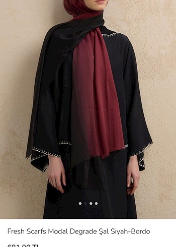 Fresh scarfs Bordo Siyah Degrade Modal Şal - Görsel 2