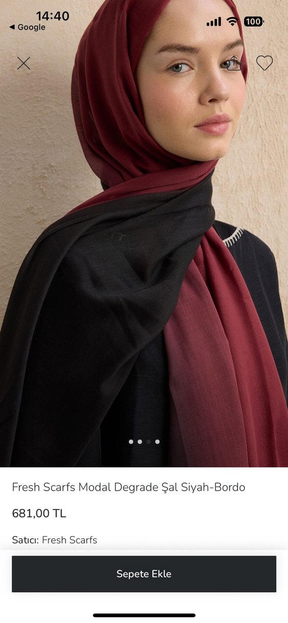 Fresh scarfs Bordo Siyah Degrade Modal Şal - Görsel 3