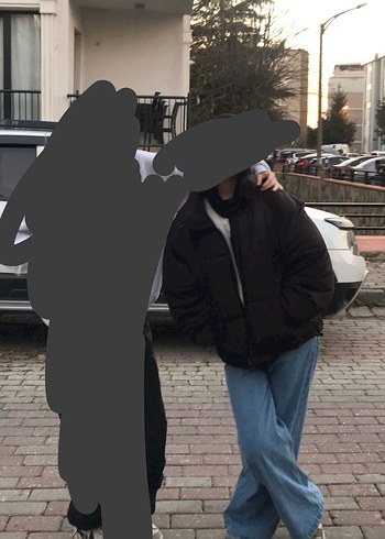 Bershka Siyah Mini Oversize Kadın Kışlık Mont
